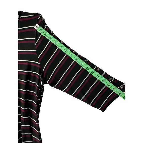 French Laundry Women Striped 3/4 Sleeve Top Snap Button SZ/1X - Picture 7 of 9